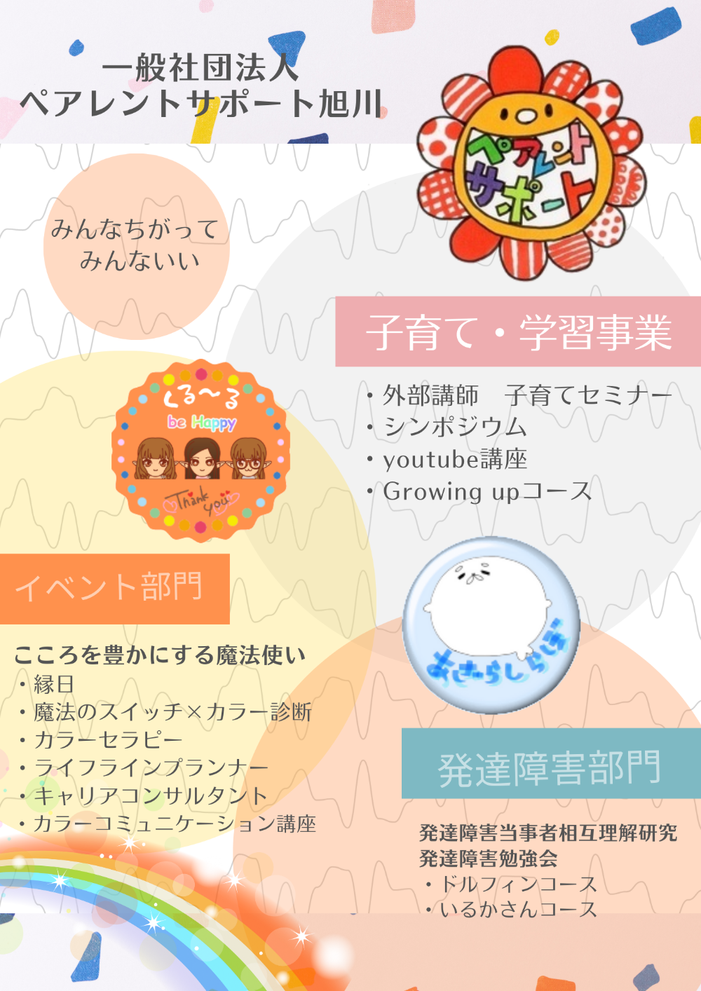 旭川市で、発達障害がある子もない子も 楽しく子育てができるよう勉強会を開催しています。