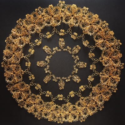 作家物☆ワイヤーワークアート作品 Crest:mirror 山田命佳 壁飾り